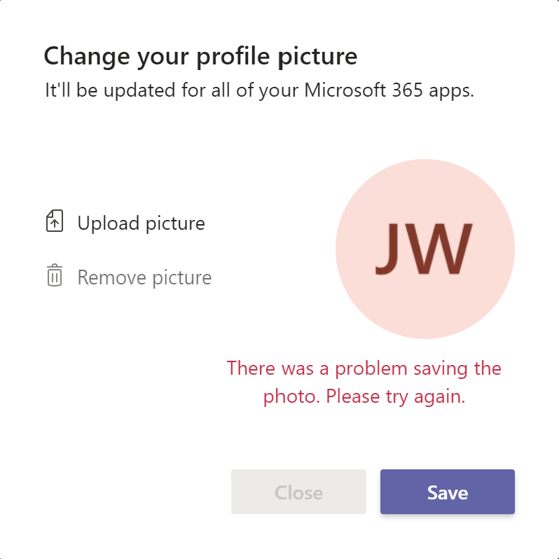 Profile picture in teams error - Microsoft Community