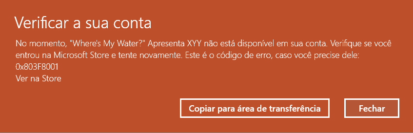 Verificar a sua conta. Verifique se você entrou na Microsoft Store