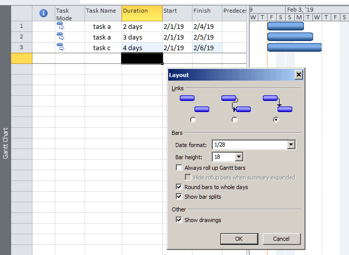 MS Project 2016 Pro... The Gantt Bar height is too short. Changing