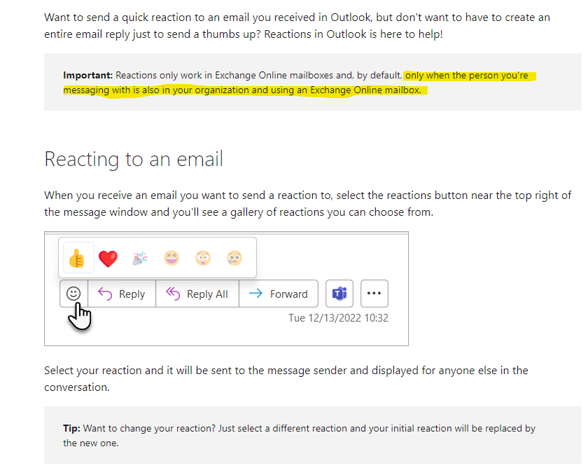 Use Outlook Reactions to Respond to Emails