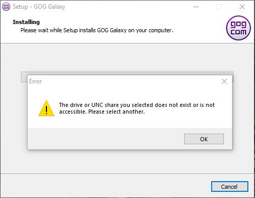 Error Message The Drive Or Unc Share You Selected Does Not Exist Microsoft Community