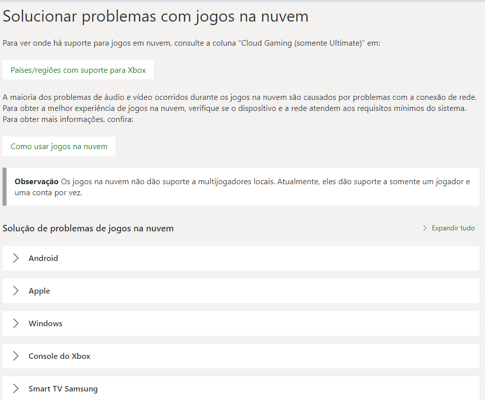 Não consigo acessar os jogos na nuvem aparece uma mensagem dizendo: -  Microsoft Community