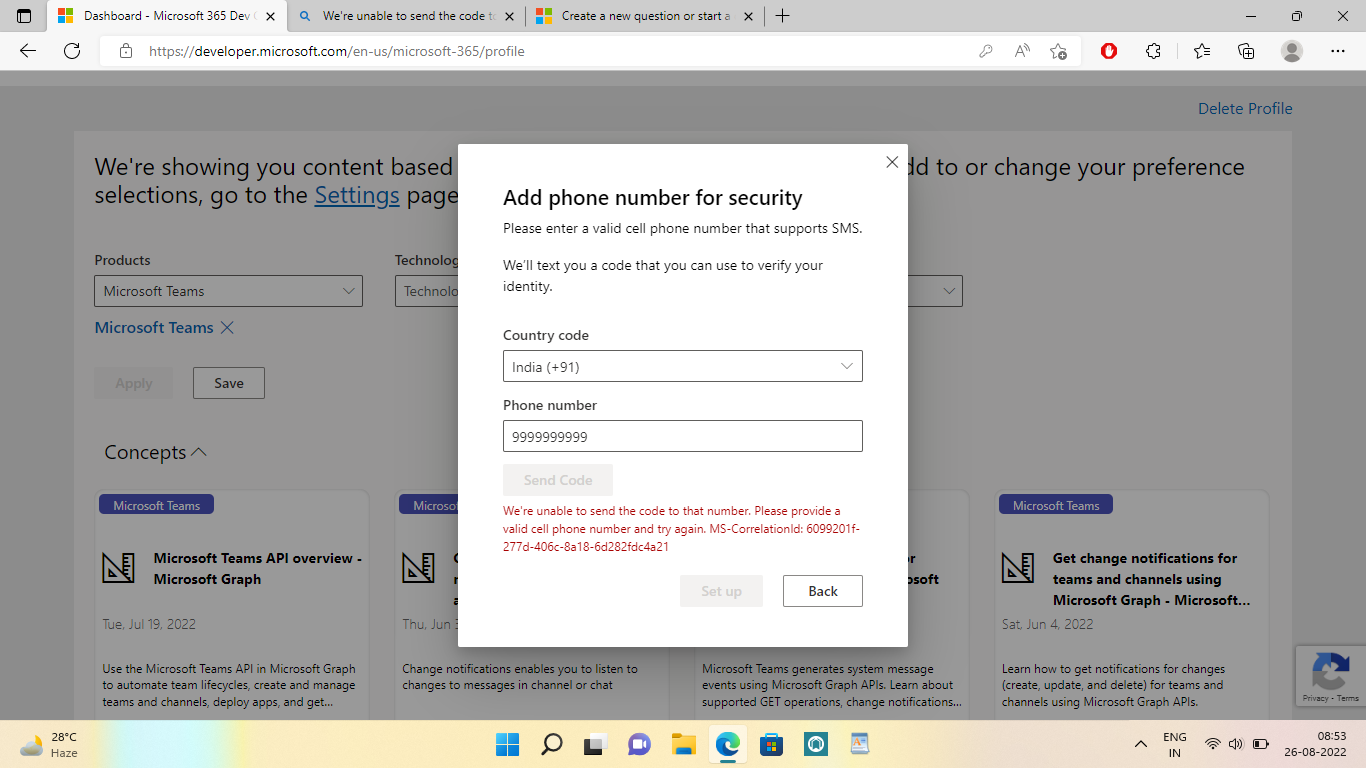 Microsoft Teams: Verification With Mobile Number - Microsoft Community