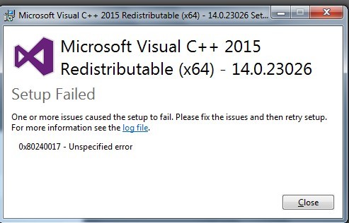 I Can T Install Microsoft Visual C 15 Microsoft Community