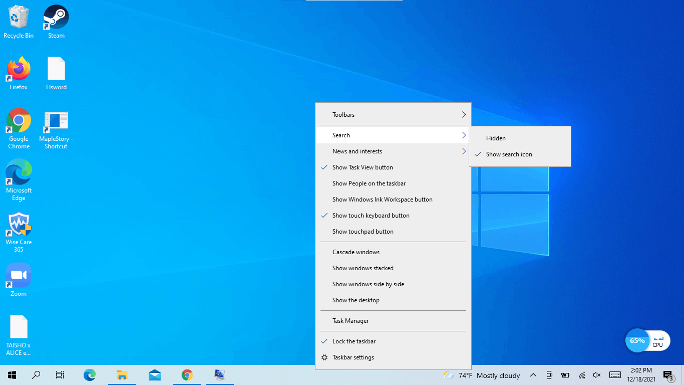 How do I change the search icon back to a search box in Windows 10 ...