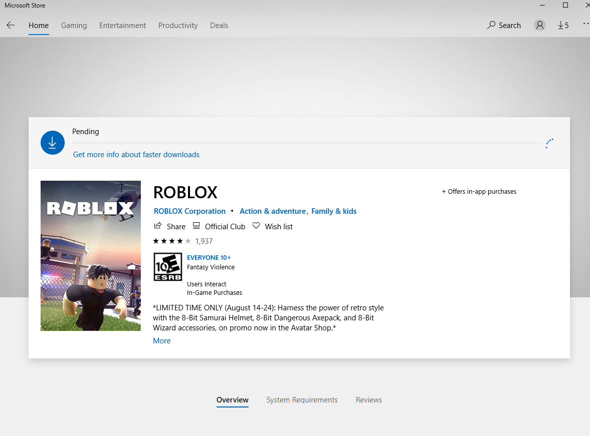 Roblox not downloading from microsoft store - Microsoft Community