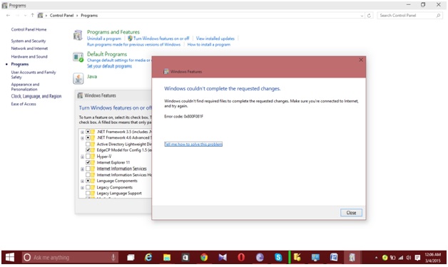 Error Code 0x800f081f While Trying To Install Net Framework 3 5 In Microsoft Community