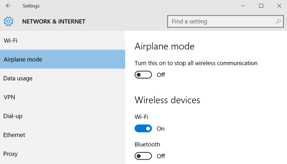 Internet and Airplane Mode in Windows 10 - Microsoft Community