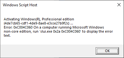 Windows Activation Error 0xC004C060 - Microsoft Community
