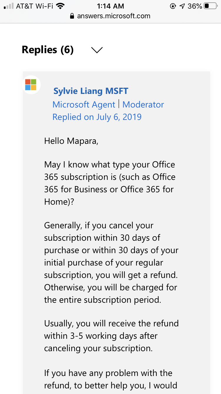 Microsoft Office Refund Request - Microsoft Community