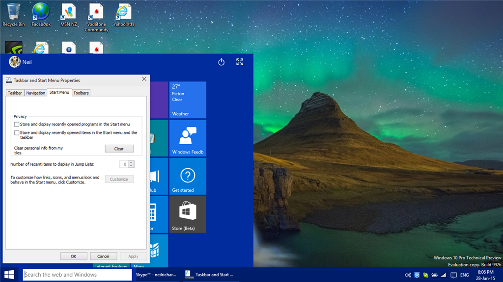 Cant Customize Start Menu - Microsoft Community