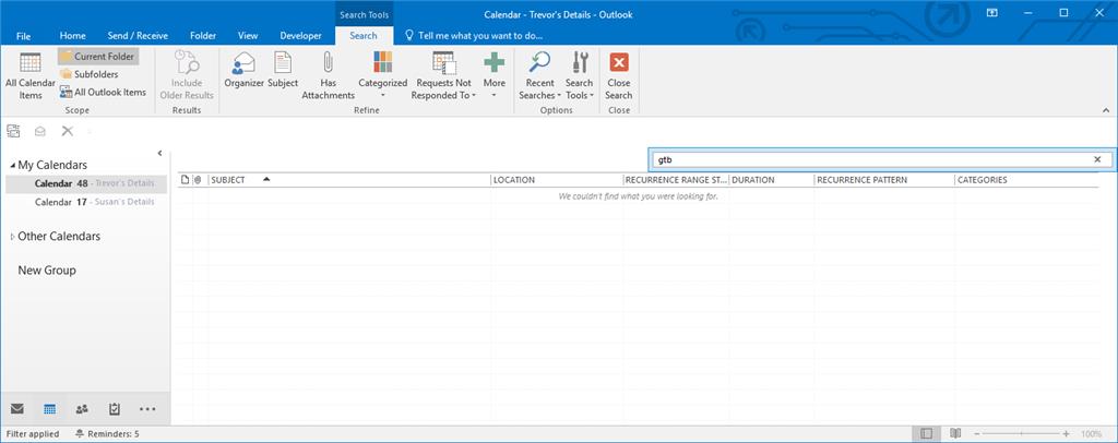 Outlook 2016 Calendar Search Not Working Microsoft Community