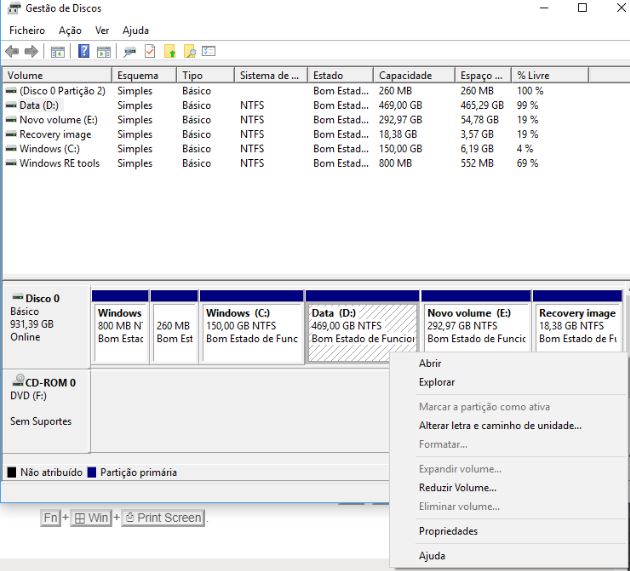 Como mostrar partições ocultas de discos