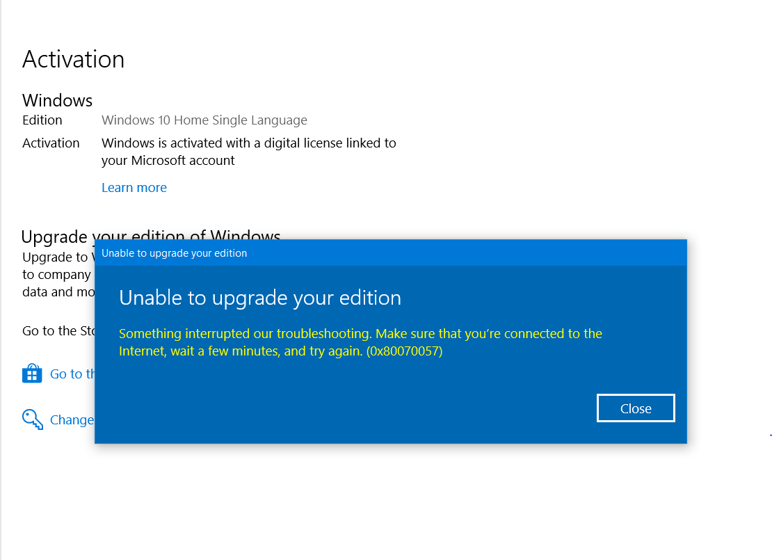 Unable To Update Windows 10 Home To Pro Microsoft Community