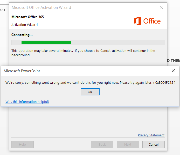 Can't Activate Microsoft Office 365 - Microsoft Community