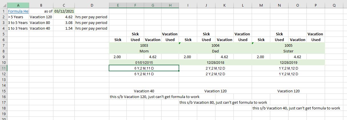 Calculating Time Off each pay period - Microsoft Community