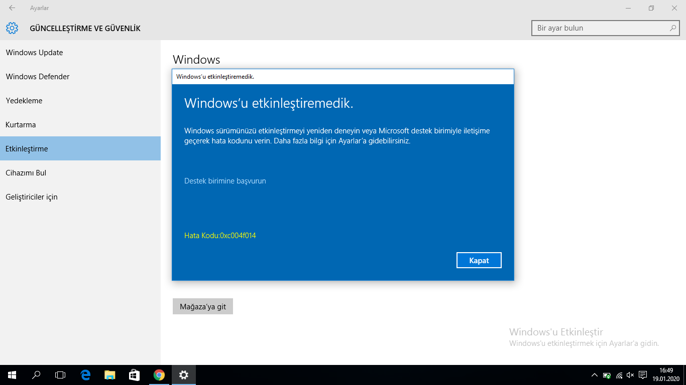 Windows 10 HOME/PRO Ürün Anahtarı Etkinleştirememe ...