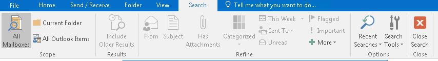 Outlook 2016 search bar greyed out only on share mailbox particular