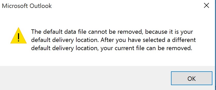 Unable to delete email account in Outlook 2016 Microsoft