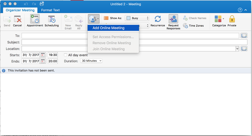 Outlook won't let me schedule an online meeting Microsoft Community