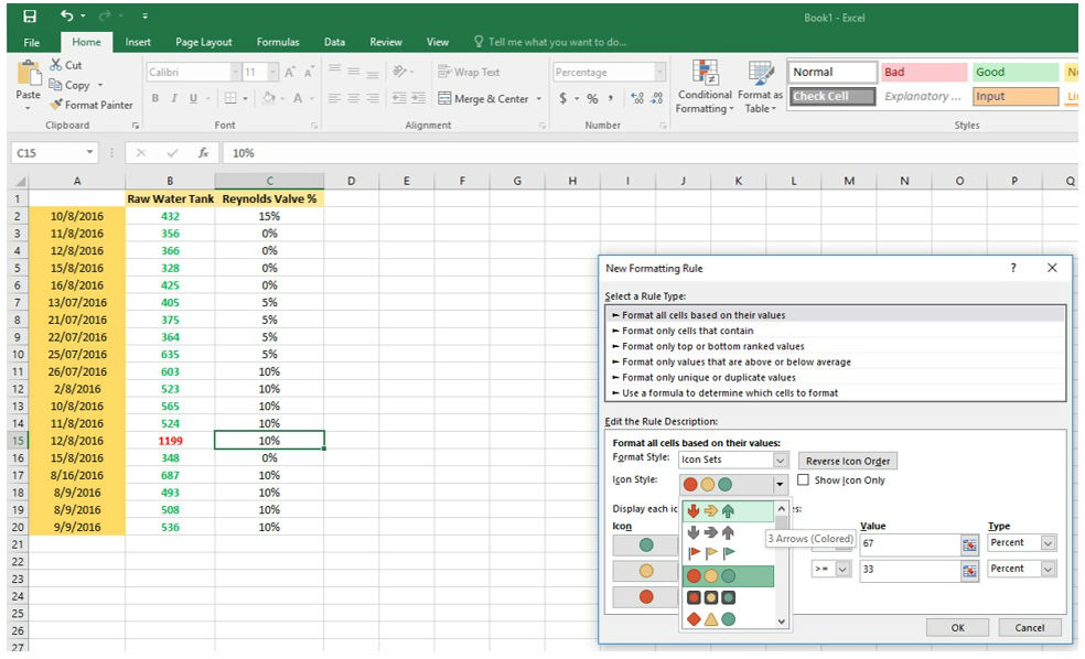 Conditional formatting icons - Microsoft Community