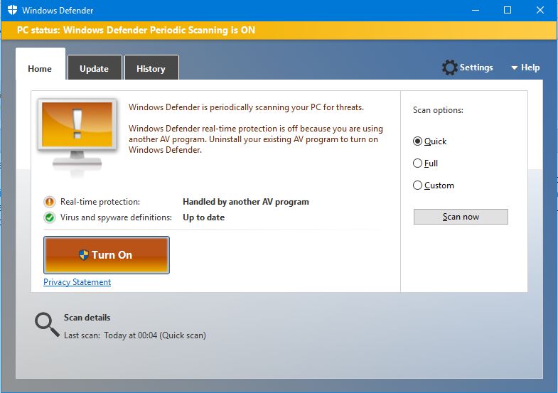 Windows Defender Handled By Another Av Program Windows Defender Handled By Another Av Program