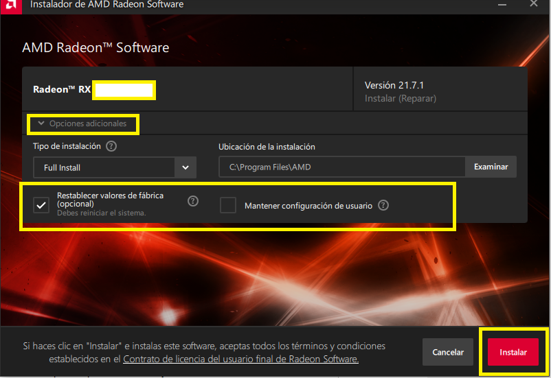 Instalador de best sale amd radeon software