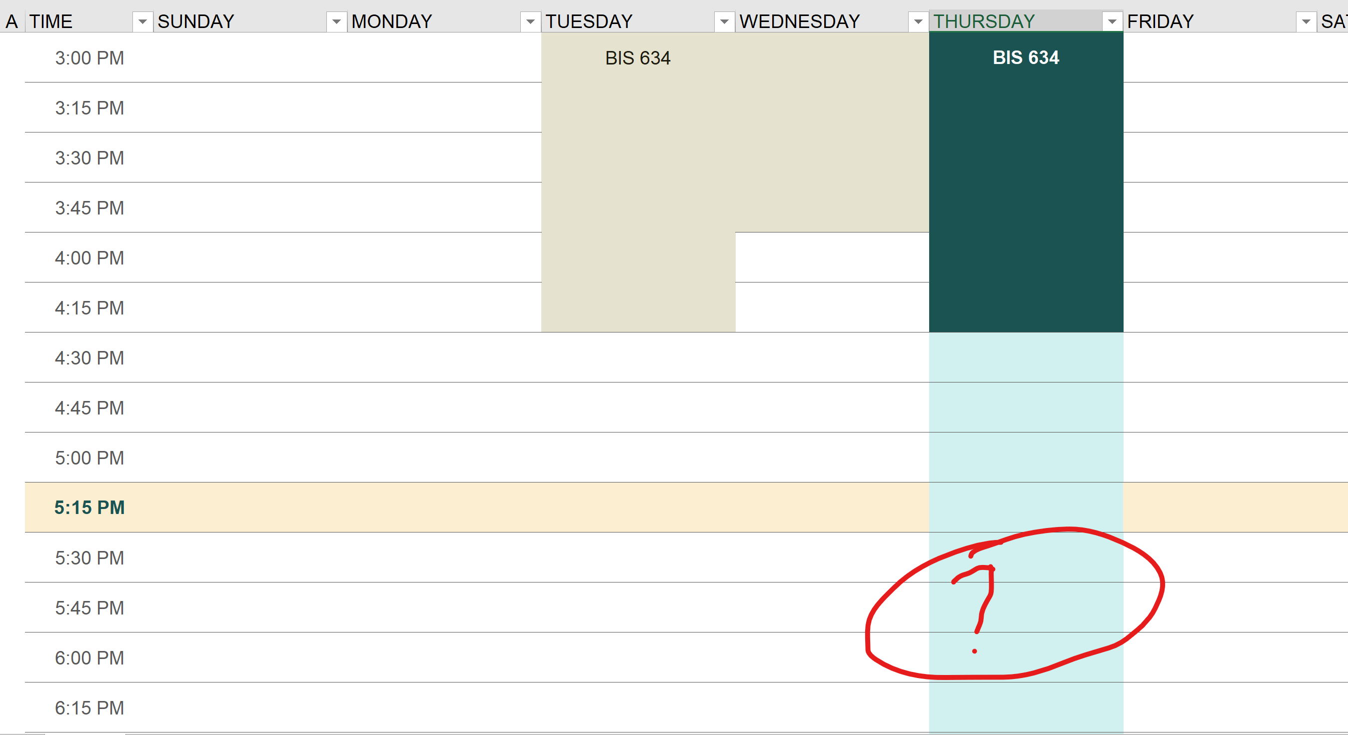 EXCEL Student Class Schedule Template -- New entry in Class List does