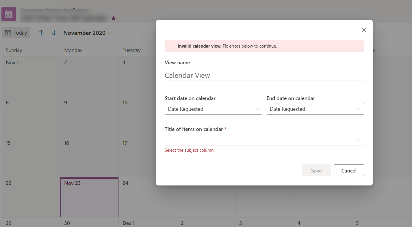 Microsoft Lists Calendar View doesn't pick up events from my list
