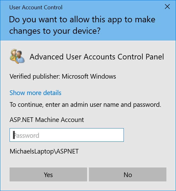 Asp net machine account что это windows 10