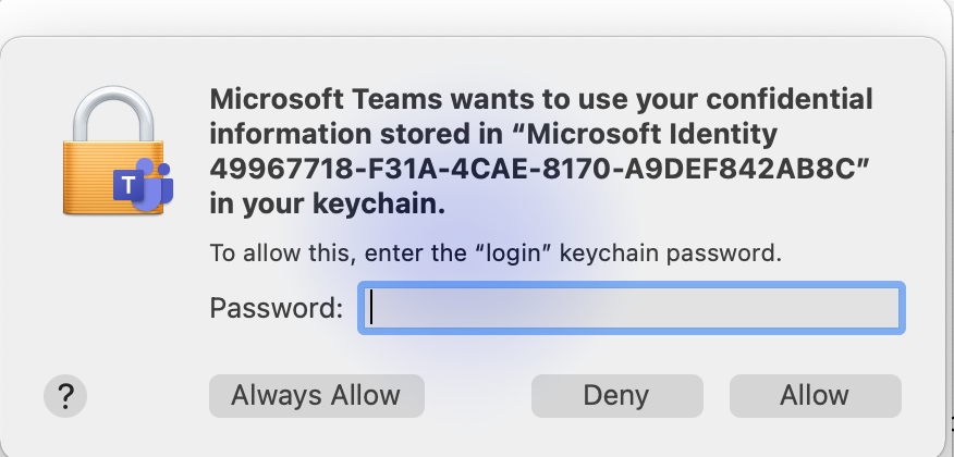 How to find my microsoft identity keychain password tohlim