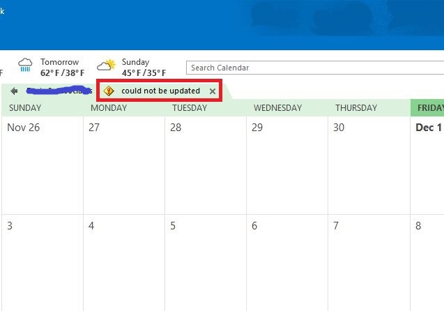 Outlook 2016 group calendar shows quot could not be updated quot at Microsoft