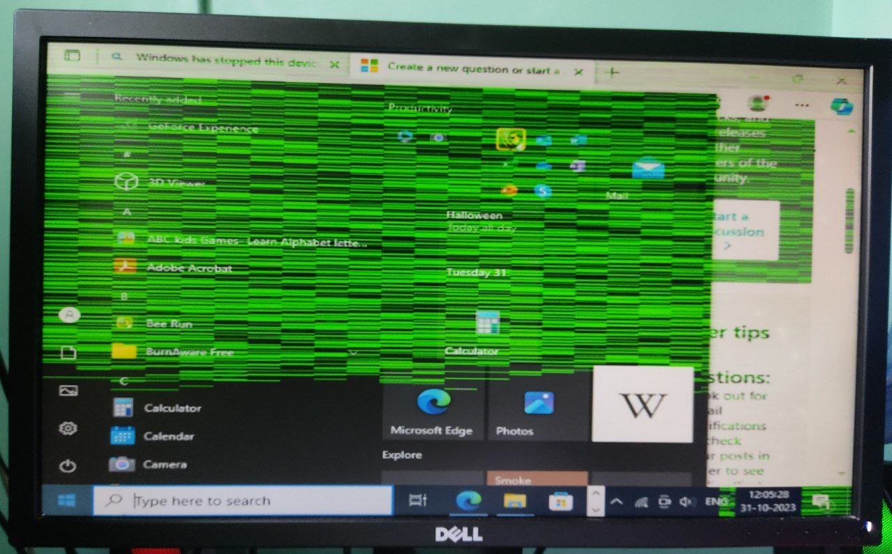 GREEN HORIZONTAL LINES APPEARING ON THE DISPLAY - Microsoft Community