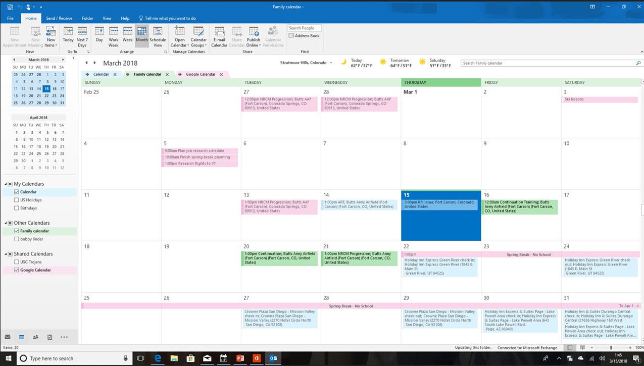 Family Calendar does not work in Outlook 2016 through my Outlook 365 ...