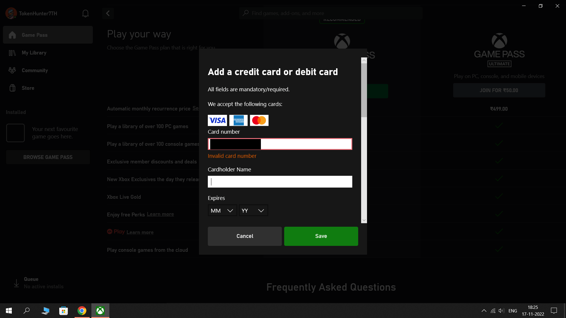 I want to buy Xbox pc game pass but I don't have an international debit  card or any credit card.My pnb card seems not supported by Microsoft.I saw  a option of redeeming