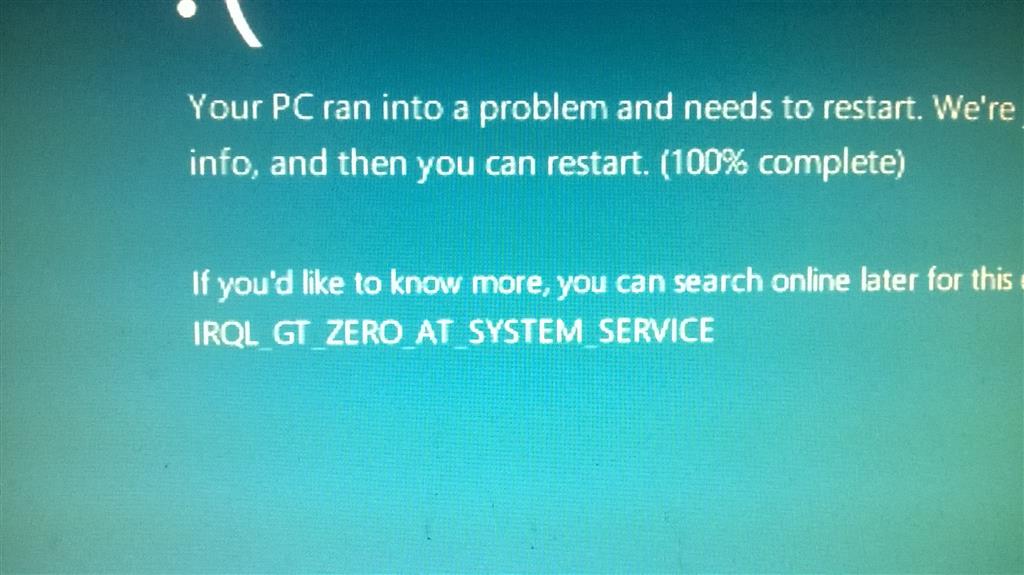 Irql gt zero at system service windows 10 как исправить