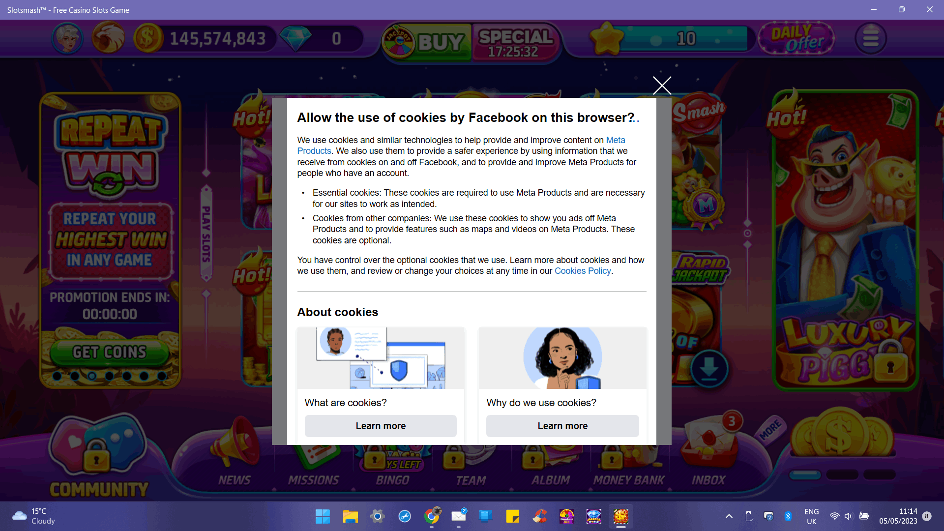 Can't connect to Facebook