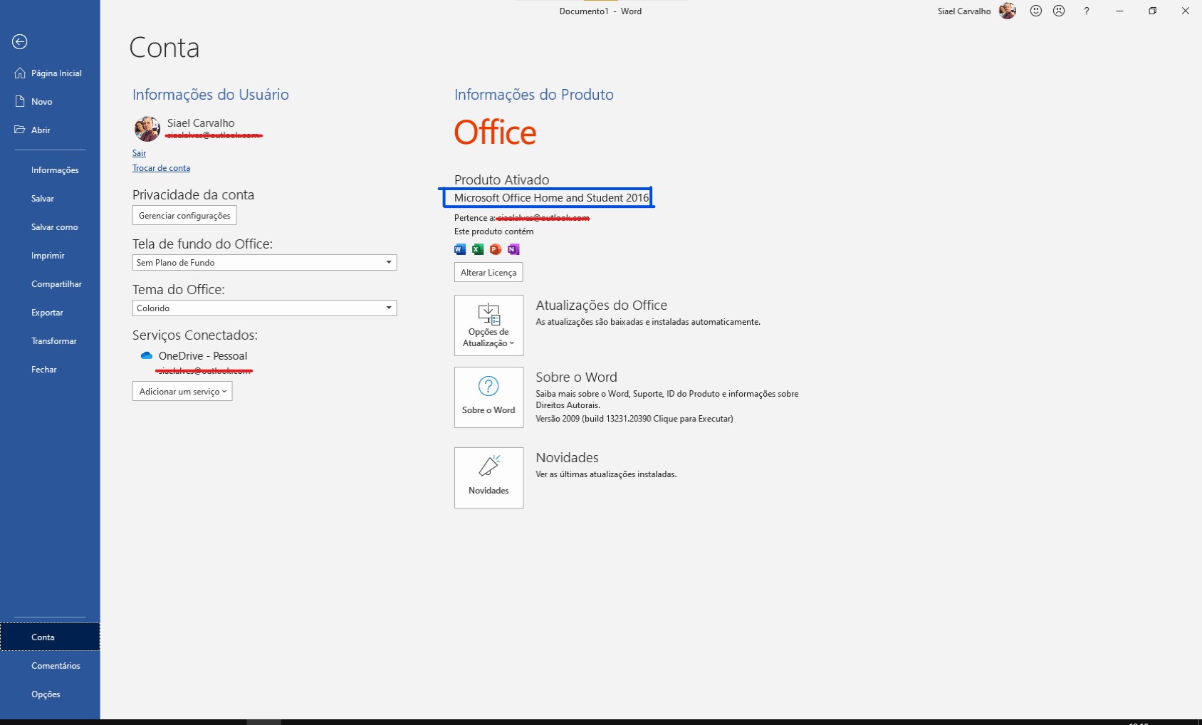 Sobre A Interface Do Office Home And Student 2016. - Microsoft.