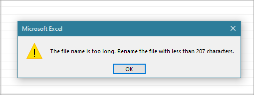 Excel - File Open - The file name is too long. Rename the file with -  Microsoft Community