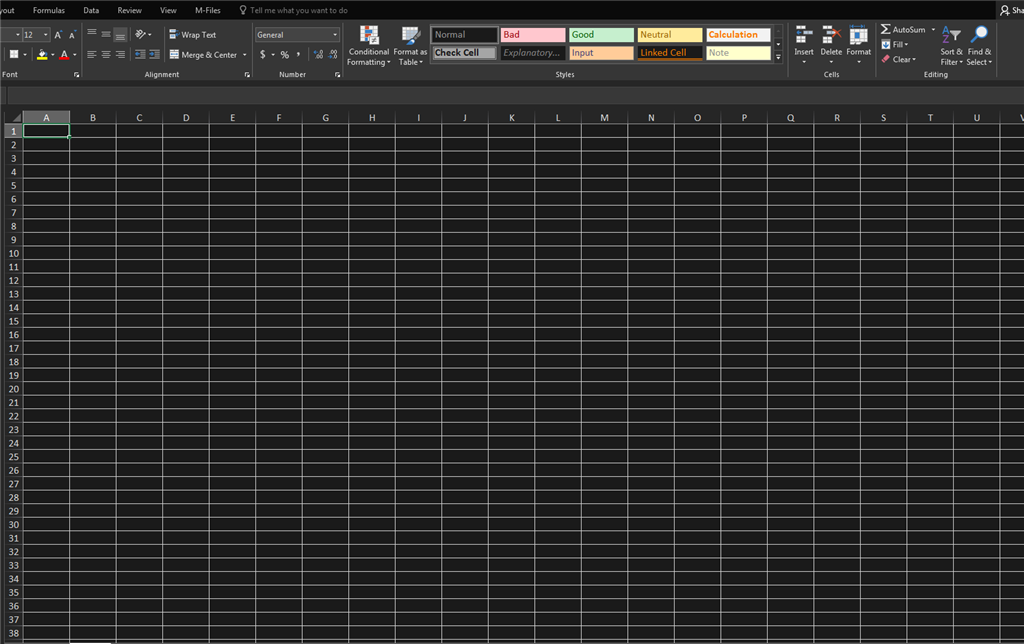 Excel cells default background is dark - Microsoft Community