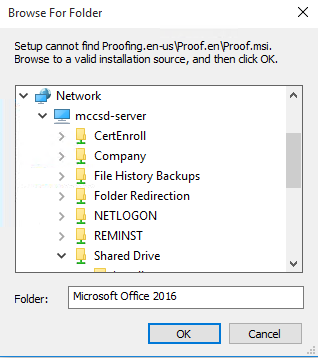microsoft office 2010 installation error browse for folder