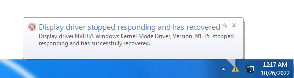 Display driver NVIDIA Windows Kernel Mode Driver Version 391.35