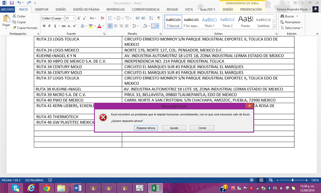 Excel ha encontrado un problema que le impide funcionar - Microsoft  Community