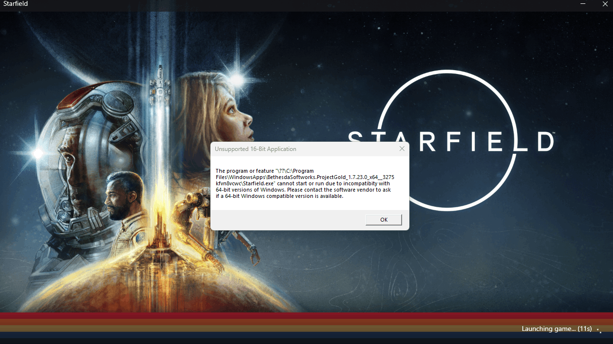 starfield will not launch and keeps displaying this error message -  Microsoft Community