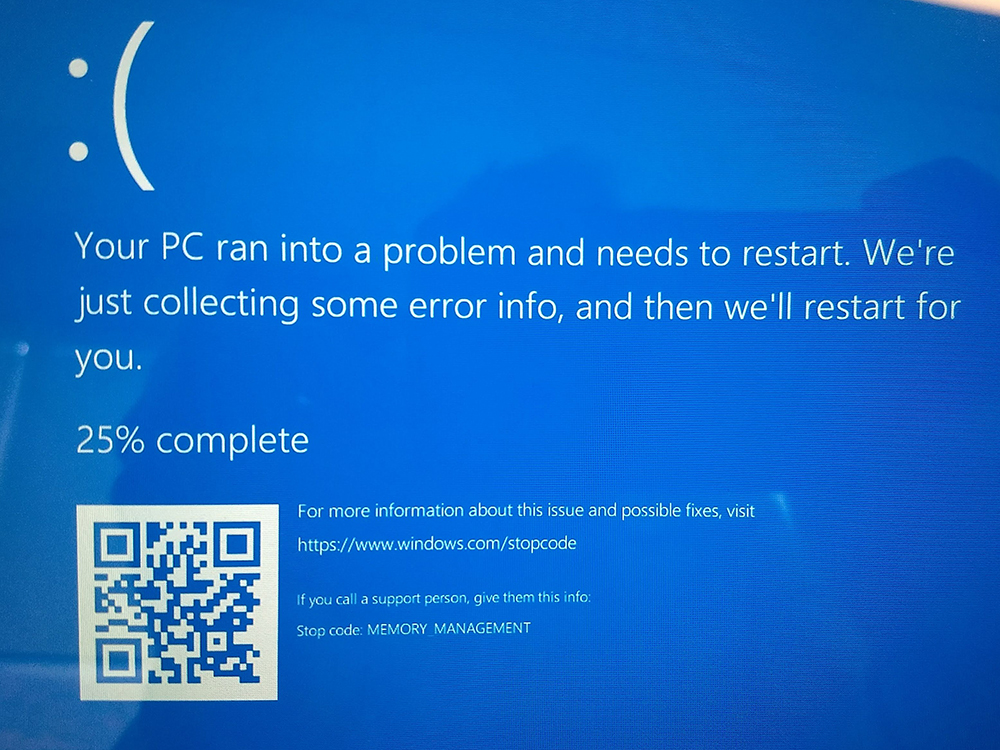 blue screen of death memory management