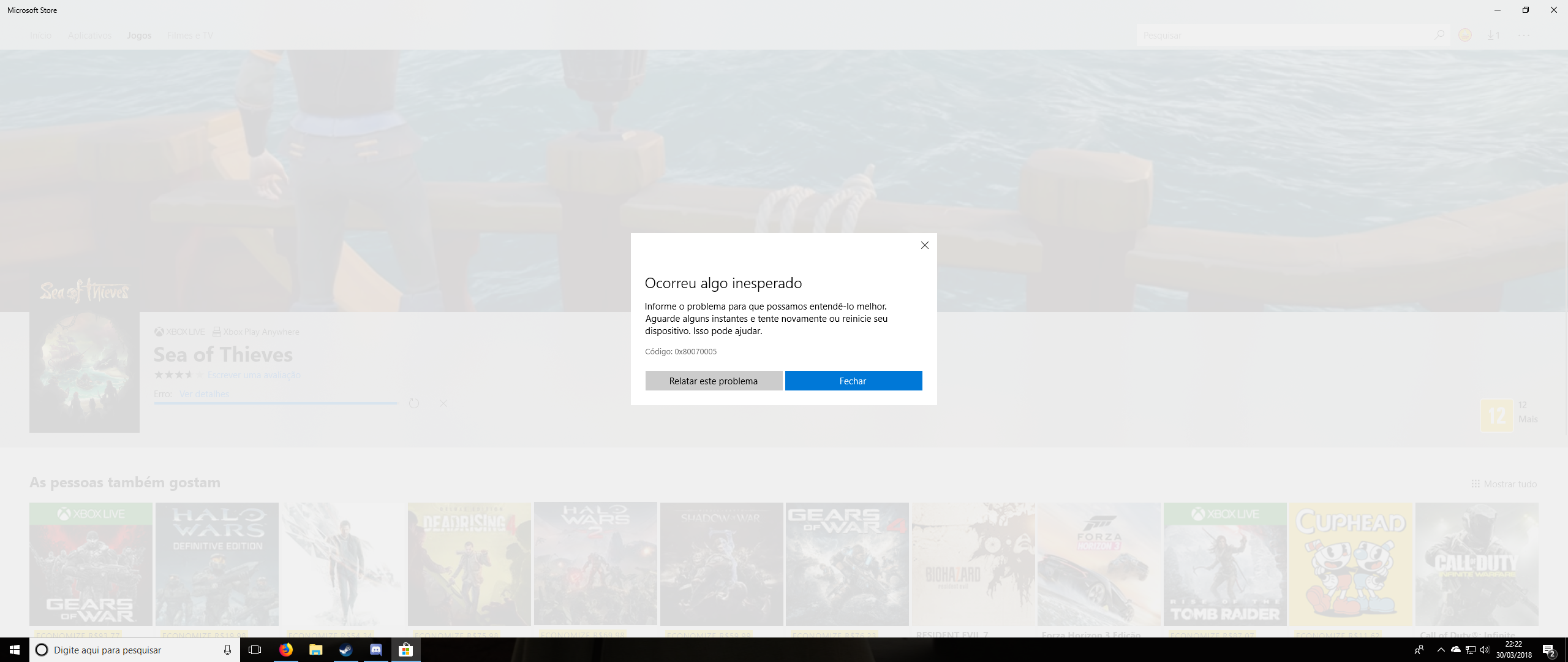 Não consigo instalar Sea Of Thieves - Microsoft Community