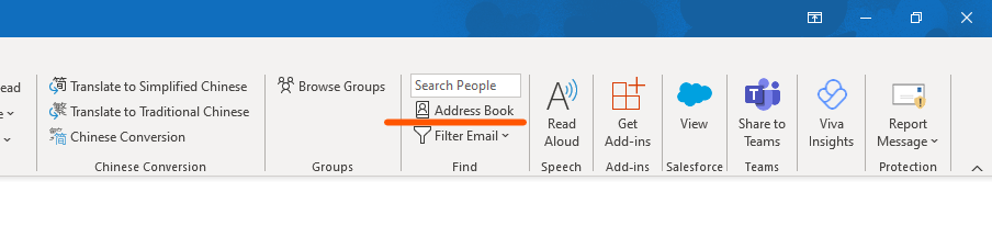 set default address book in outlook for all users