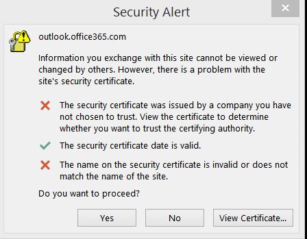 How Do I Resolve A Security Alert Outlook Office365 Com Microsoft Community