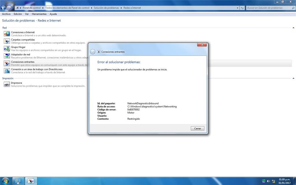 Solucionar problemas de red windows 7