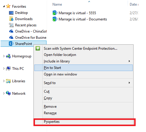 sharepoint icon explorer file shortcut missing change microsoft section